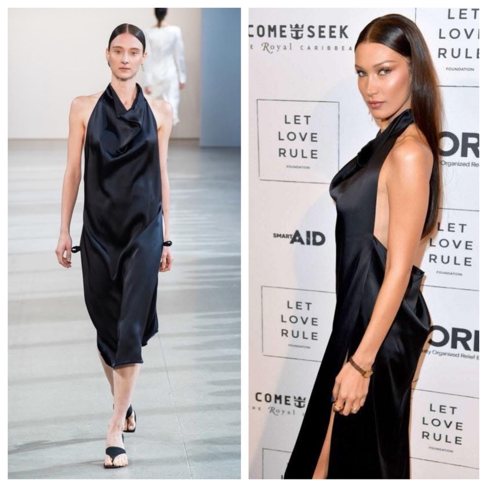 BEVZA SS20 Evelina Halter Split Dress as seen on Bella Hadid in Small